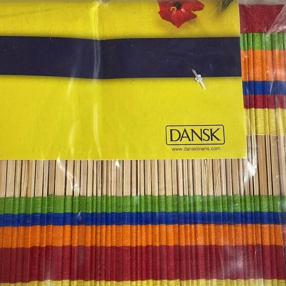 Dansk Antigua Stripe Rainbow Color New NIP 4 Piece Set Placemats Bamboo Cotton